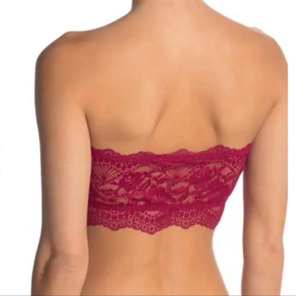 Free People Lacey Looks Bandeau Burgundy Sz M - Picture 2 of 5